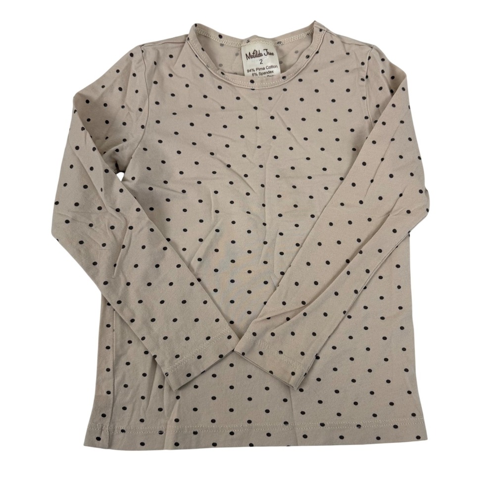 Matilda Jane Girls Toddler Size 2 Top Long Sleeve Polka Dot‎ Pima Cotton Blend